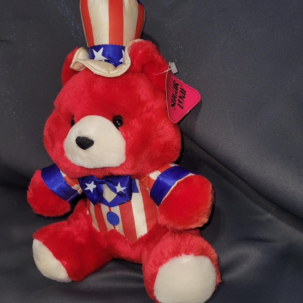 Sugar Loaf Uncle Sam Patriotic Bear Stuffed Animal 1988 Red White Blue